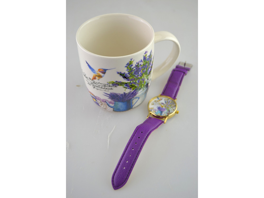 MAKRO - Hrnček + hodinky Levanduľa rôzne dekory