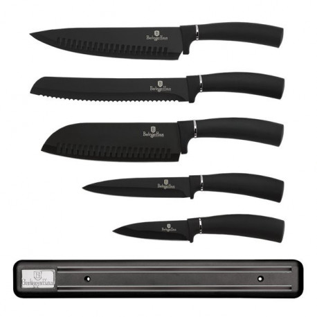 BERLINGER HAUS - Sada nožov 6ks s magnetyckým držiakom, Black Royal