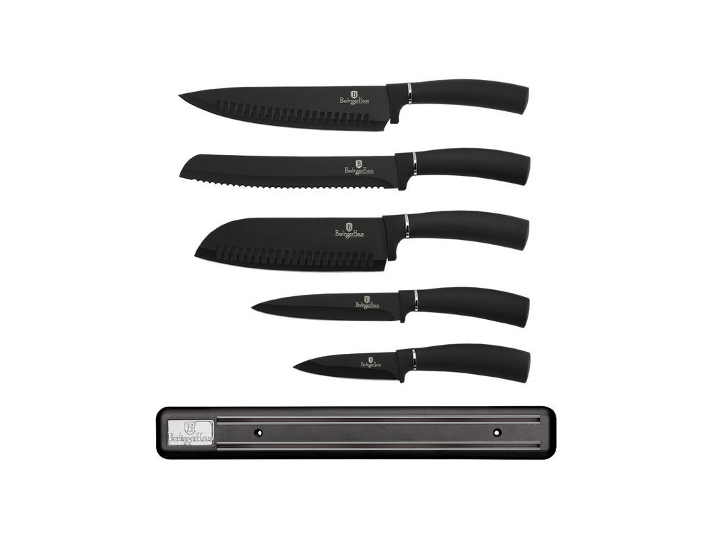 E-shop BERLINGER HAUS - Sada nožov 6ks s magnetyckým držiakom, Black Royal